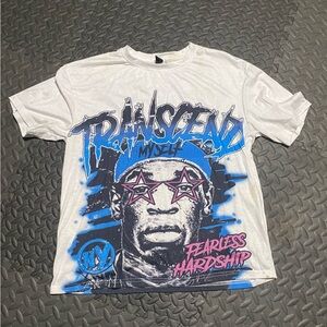 Transcend Myself Graphic Tee - White with Blue & Pink Print